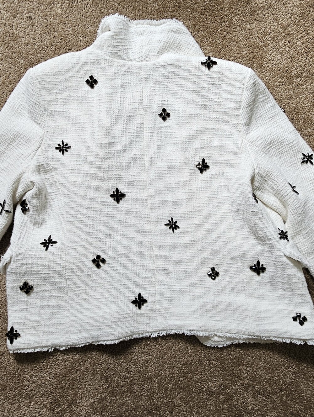 Anthropologie Maeve Decorative Tweed White Embellished Blazer Size M - Picture 5 of 11